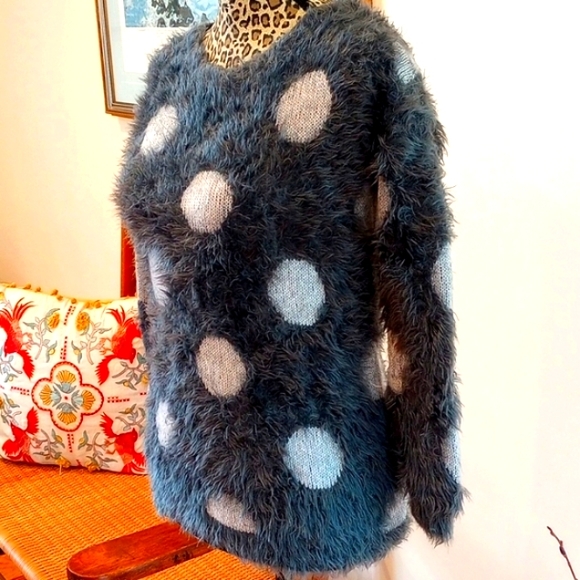Joseph A. Ladies Eyelash Knit Polka Dot Sweater Size:XS Color:Gray NWOT - Picture 2 of 8